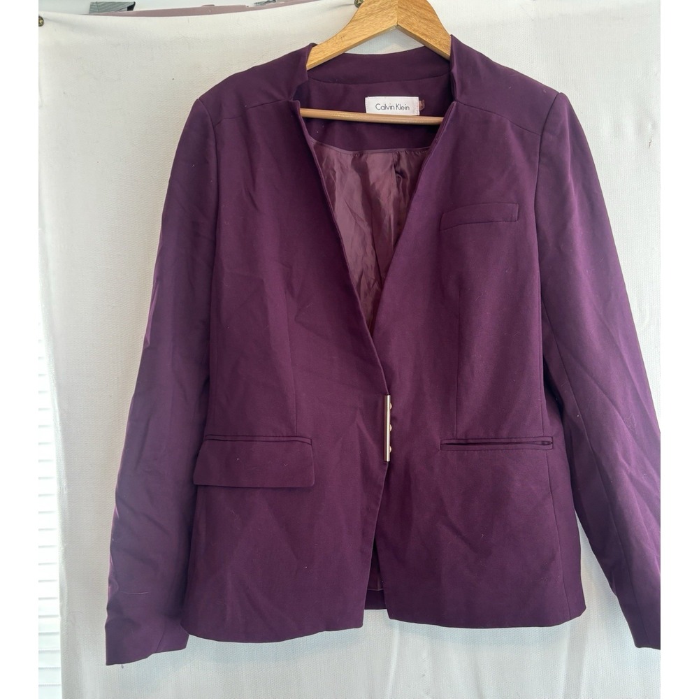 Calvin Klein Tailored Fit Women's Purple Suit Jacket Blazer Size 8 Career Office